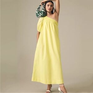 Anthropologie One-Shoulder Lemon Yellow Maxi Dress
